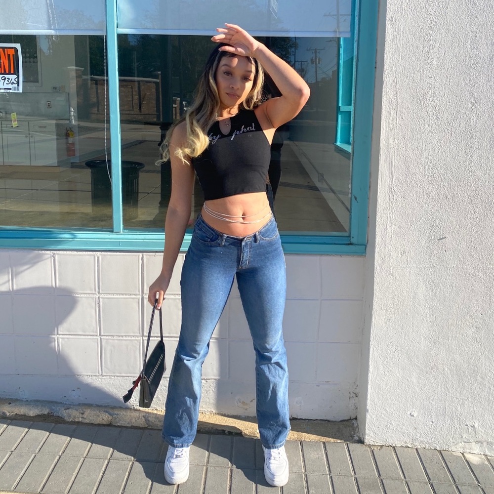 low rise y2k “angel” sparkly jeans ❄️